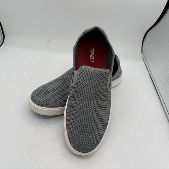 Olukai Lae'Ahi Mens Size 13 Shoes Poi Gray Mesh Slip On Beach Sneakers - Picture 5 of 15